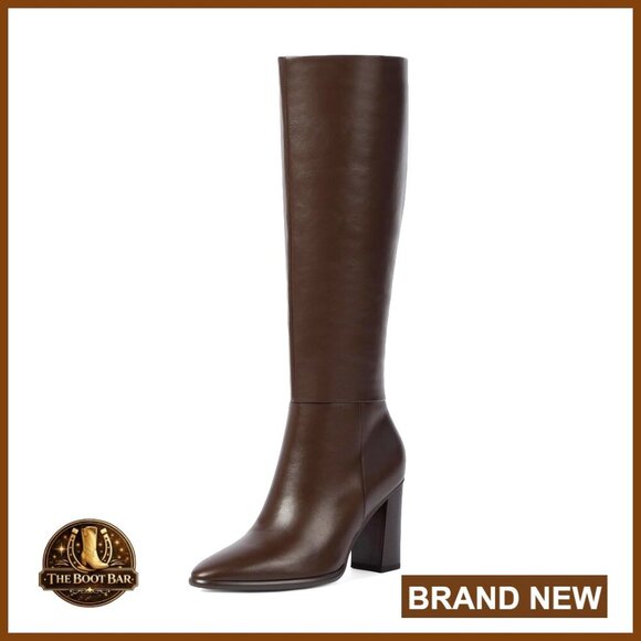 Shoes - Pointed Toe Knee High Boots Chunky Heel Tall Boots Side Zipper Fall Wardrobe